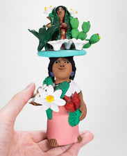 Vintage Josefina Aguilar Signed Oaxaca Mexican Guadalupe Pottery 7.5