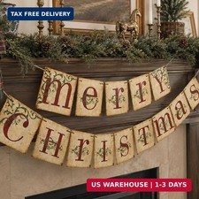 Christmas Decorations - Vintage Merry Christmas Banner for Home Decor picture