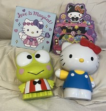 Sanrio Keroppi 6” & Hello Kitty 8” Dancing Figure  Both Work 2002 & 2 Wooden Lot picture
