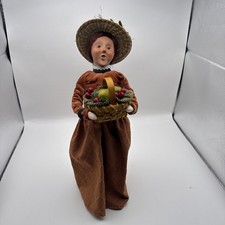 RARE Byers Choice 2010 Harvest Woman with Fruit Basket VTG Thanksgiving Holiday picture