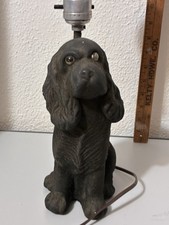 Vintage Flocked Cocker Spaniel Dogs Table Lamp Chalk-Ware BROOKS LTD 1950’s MSM picture