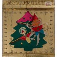 Vintage NIP Christmas Package Decoration Pixie Elf Mid-Century picture