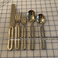Vintage Stanley Roberts Stainless Gold Colored Flatware Place Setting picture