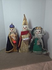 MCM Christmas Wise Men Bottle Art Kitsch Set 3 Handmade Vintage 1960s picture