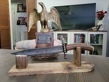 Antique Eagle Head Blade Stag Handle Bowie by Philip Adams picture