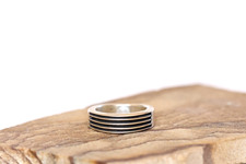 Vintage Navajo Sterling Silver ring Signed FJ  Size 8 picture