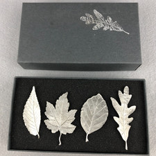 Vilmain Klinger Pewter Autumn Leaf Napkin Ring Set of 4 MIB 2011 Thanksgiving picture