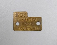 Scarce Early Vintage 1936 Chester Co, PA Dog Tax License #5880 Odd Shape picture