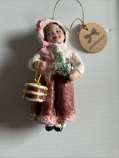 Handmade Spun Cotton Christmas Ornament Victorian Style Girl  Retro NEW 5” picture
