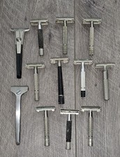 Vintage Safety Razor Lot of 12 Gillette Schick PAL TTO Double Edge Injector picture