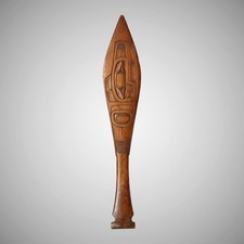 Antique 20th Century Northwest Coast Haida / Tlingit Carved Wood Paddle picture