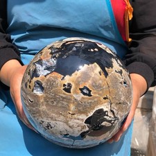 13.37LB Natural Volcanic agate Quartz Crystal Ball Sphere Polished Mineral Heals picture