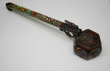 Antique JAPANESE Bronze Yatate Calligraphy Brush, Inkwell Case - Enameled picture