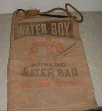 Vintage 1946 Canvas Water Boy Drinking Water Bag With Indian Brave w/ Gold Cap picture