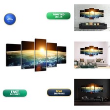 Pyradecor The Earth 5 Panels XL Canvas Prints for Living Room Bedroom picture