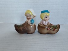 Vintage Lefton Dutch Boy Girl Salt Pepper Shakers Holland Tulip Clogs Japan Cute picture
