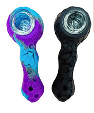 2pcs Smoking Pipe Glass Silicone 4.3