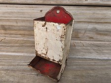 Antique Red White & Rust Colored Matchbox Holder Display Tobacco Match Box picture
