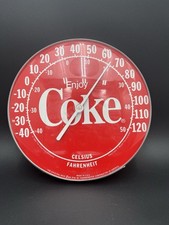 Coca Cola Coke Soda 12” Round Wall Thermometer Vintage 1984 Working Accurate picture