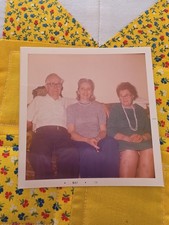 VTG Color Snapshot Photo 1970s Fanily Portrait Living Room Couch 1974 picture
