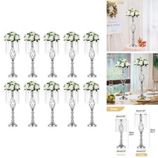 Nuptio 10 Pcs Silver Wedding Flower Stand Vases 21.7in/55cm picture