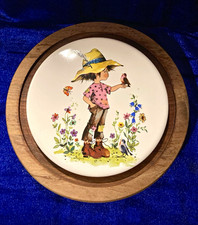 🦋Vintage Mid-Century Framed Ceramic Plaque – Gisela Gottschlich🦋 picture