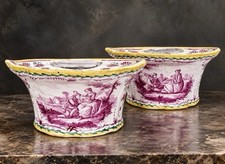PAIR OF ANTIQUE FRENCH FAIENCE BOUGH POTS  JARDINIERES 19th Century picture