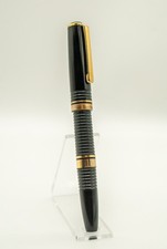 Platinum #3776 Gathered Ribbed Fountain Pen 14K EF NIB Black Gold Used picture