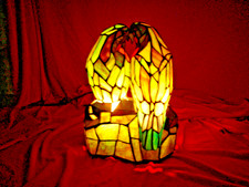 Vintage Tiffany Style Stained Glass Love Birds Parrots Table Lamp 12