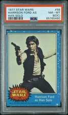1977 TOPPS STAR WARS CARD - SERIES 1 - BLUE BORDER - #58 HAN SOLO - PSA 8 (oc). picture