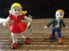 VNTG Nursery Rhyme Boy & Girl Miniature Figurines Jack & Jill Japan Bone China picture