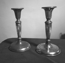 GENUINE SILVER Vintage Waldorf Astoria D.W. Haber & Son NY Pair of Candlesticks picture