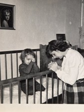 Vintage Photo Child & Mother Bedtime Prayers Cute Religious picture
