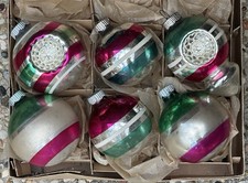 VTG Shiny Brite Made In USA Double Indent Finial Glass Ornaments picture