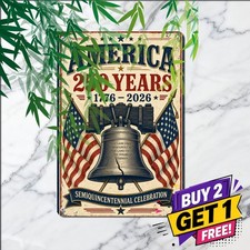 Celebrate America Anniversary Metal Sign Vintage Patriotic Wall Decor Plaque picture