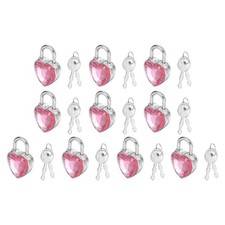 10Pcs Mini Diary Padlock, Small Heart Shaped Lock with 2 Keys Medium Pink picture