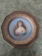 Vtg. Antique Schumann Arzberg Portrait Germany PINK ROSE WOMAN 9