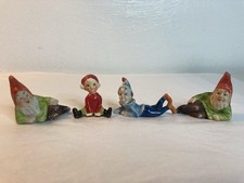 Vintage Gnome Lot Elf Pixie Christmas Ceramic Japan Celluloid Minature 30s 50s picture