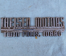 Car Dealer Emblem Logo Tag Theisen Motors Twin Falls Idaho Metal Vintage Chrome picture