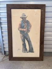 Vintage Gordon Snidow Coors Cowboy Beer Advertising Framed Western Print picture