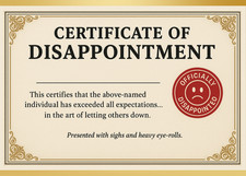 😂 Funny “Certificate of Disappointment” Prank Postcard – Anonymous Gag Gift 🎁 picture