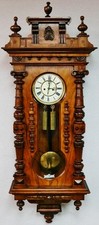 Impressive Antique 8 Day Twin Weight Walnut Vienna Regulator Keyhole Wall Clock picture