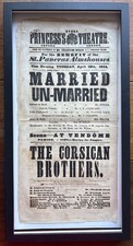 Antique Princess’s Theatre Playbill Corsican Brothers Married Un-Married 1854 picture