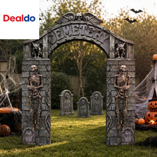 7 Piece Halloween Cemetery Archway Tombstone Skeleton Set picture