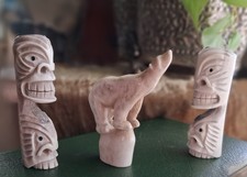 Greenland Kalaallit Inuit Group of 3 Caribou Antler Carvings Tupilaks Polar Bear picture
