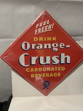 Vintage Style Feel Fresh Drink Orange Crush embossed 12 x 12  Metal Sign  New picture