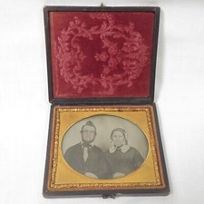 Antique Photograph in Case Ambrotype or Tintype Married Couple Portrait Photo picture