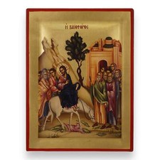 Entry into Jerusalem Icon - Premium Handmade Greek Orthodox Byzantine Icon picture