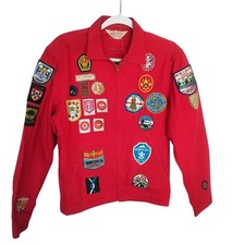Vintage BSA Red Patch Jacket 1967 World Jamboree Intl Scout Patches M picture