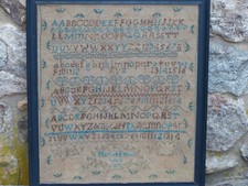 Antique 1838 Harriet Franks Age 10 School Girl Needlework Alphabet Sampler picture